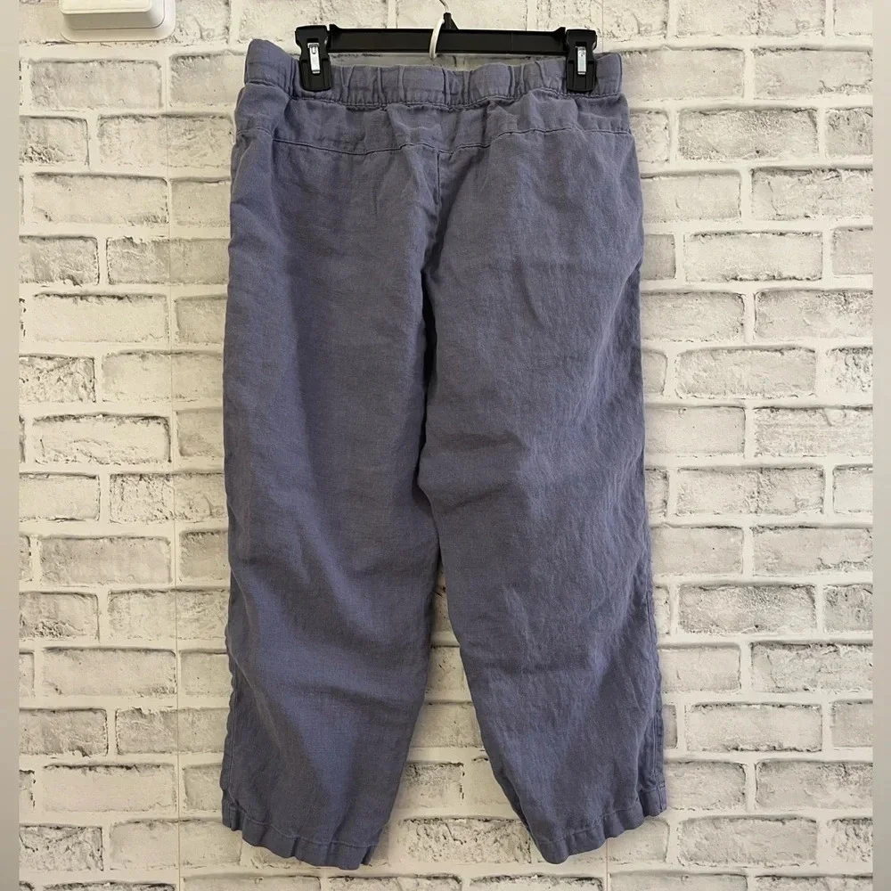 Women’s Pure J.Jill blue cropped pull-on pants, 100% linen, size medium petite - Picture 2 of 5